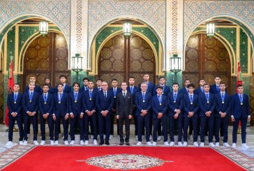 بتعليمات سامية من جلالة الملك، صاحب السمو الملكي ولي العهد الأمير مولاي الحسن يترأس حفلا أقامه جلالته على شرف أعضاء المنتخب الوطني لكرة القدم لأقل من 20 سنة، بطل العالم